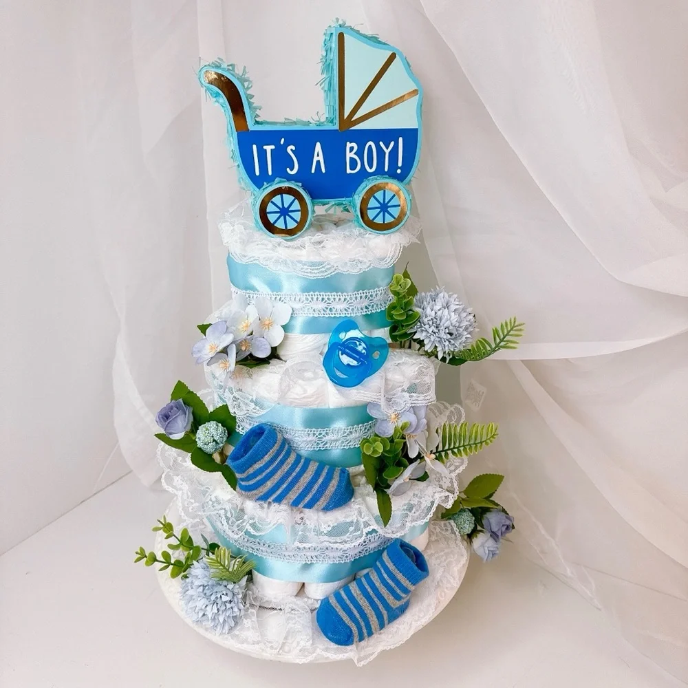 Baby Boy Diaper Cake, Baby Shower Gift